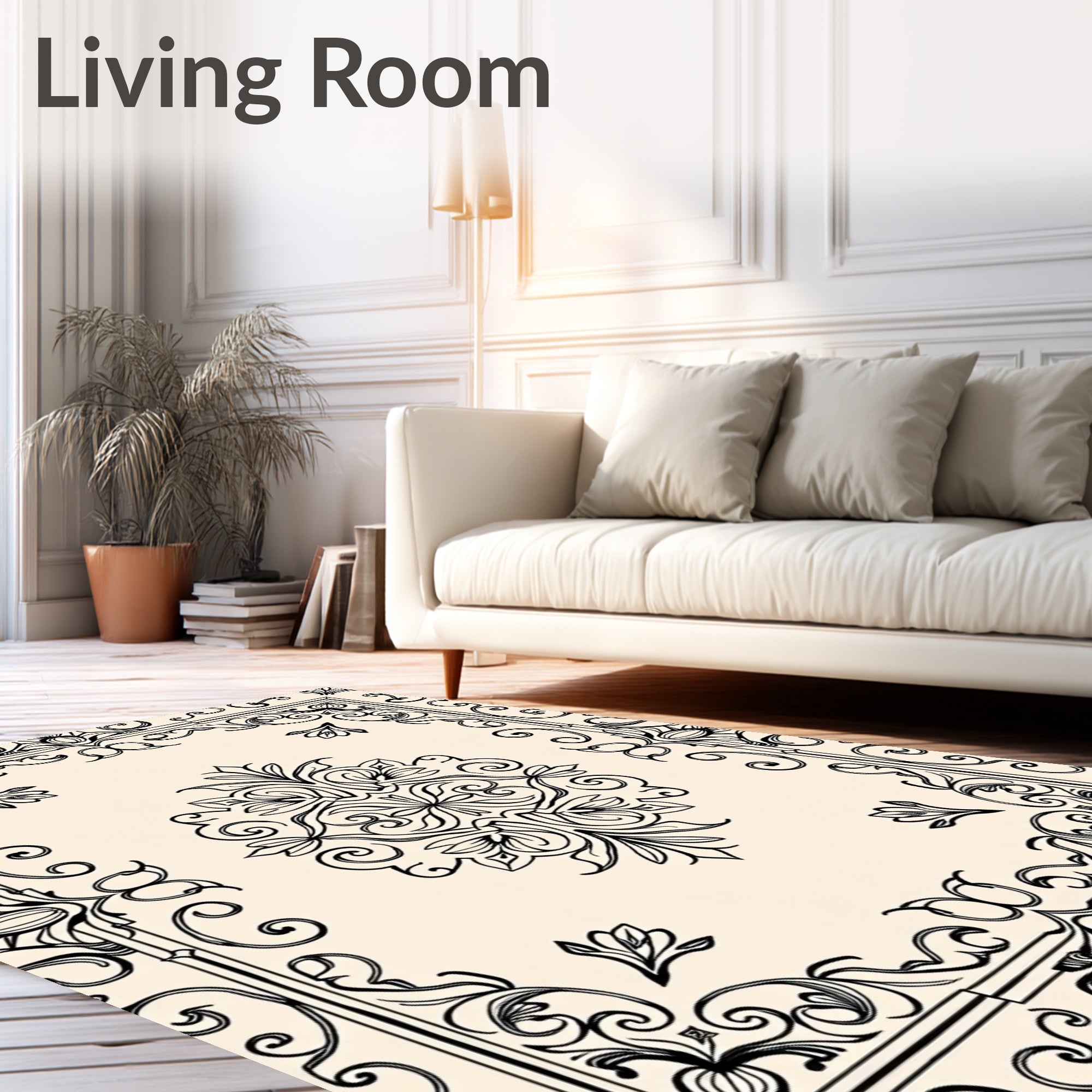 Elegant Floral Scrollwork Decorative Rug