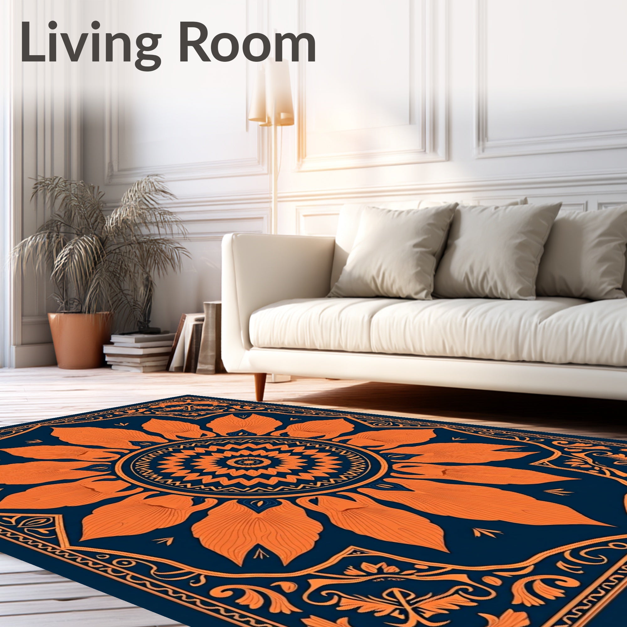 Orange Blossom Mandala Style Rug