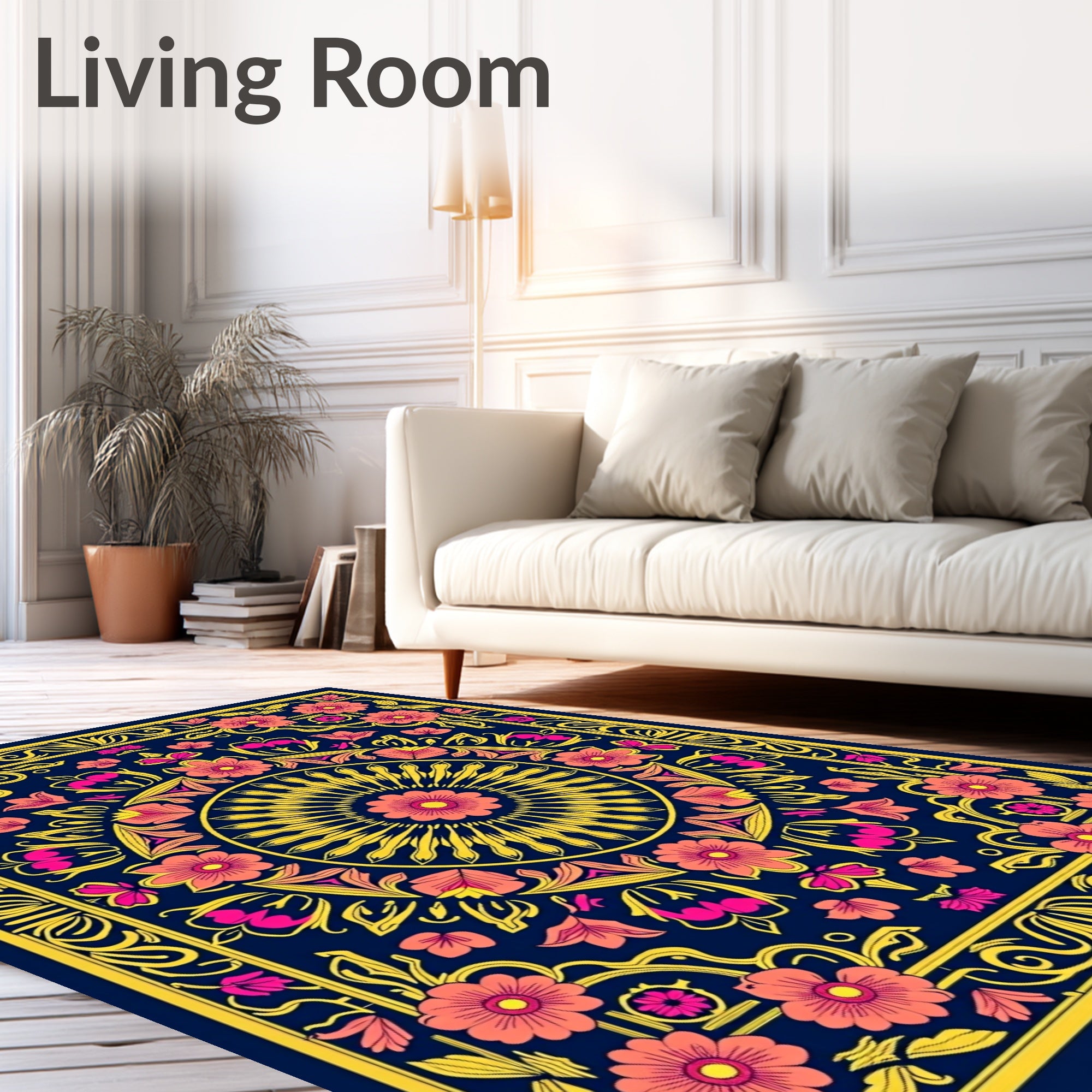 Vibrant Floral Mandala Pattern Rug