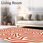 Curving Orange Lines Abstract Pattern Rug
