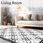Monochrome Geometric Scrollwork Pattern Rug