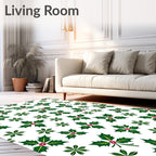 Holly Berry Leaves Pattern Rug