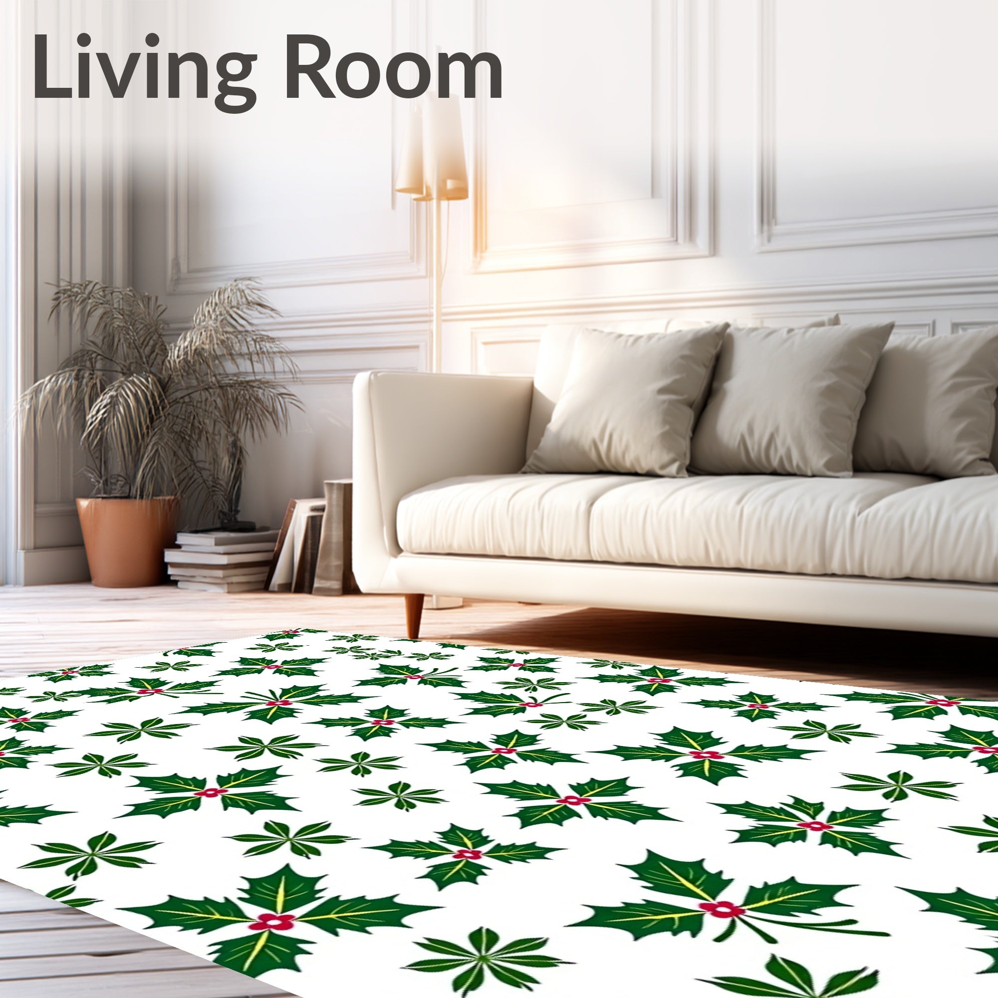 Holly Berry Leaves Pattern Rug