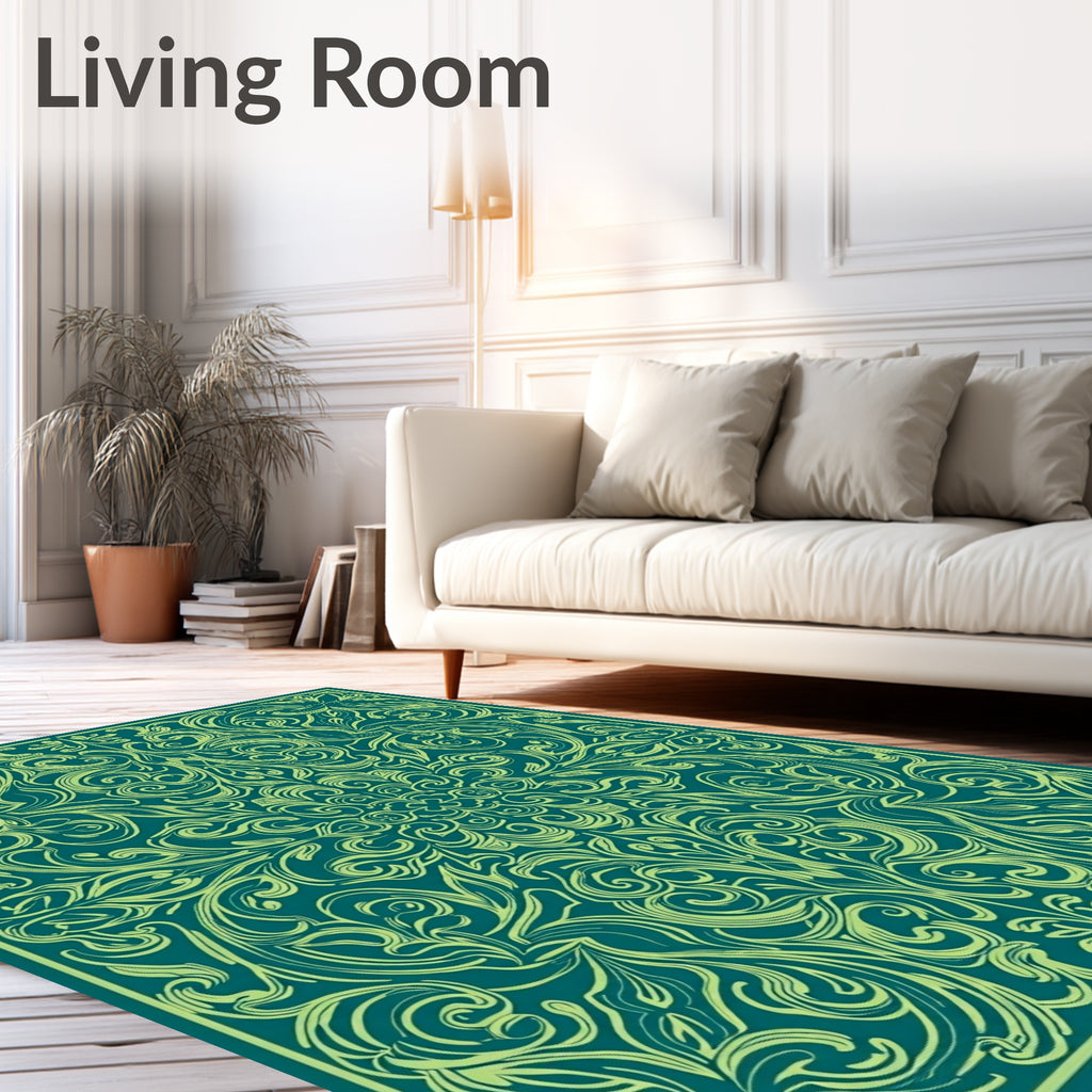 Ornate Vine Swirl Inspired Design Rug