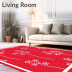 Red Floral Silhouette Pattern Rug