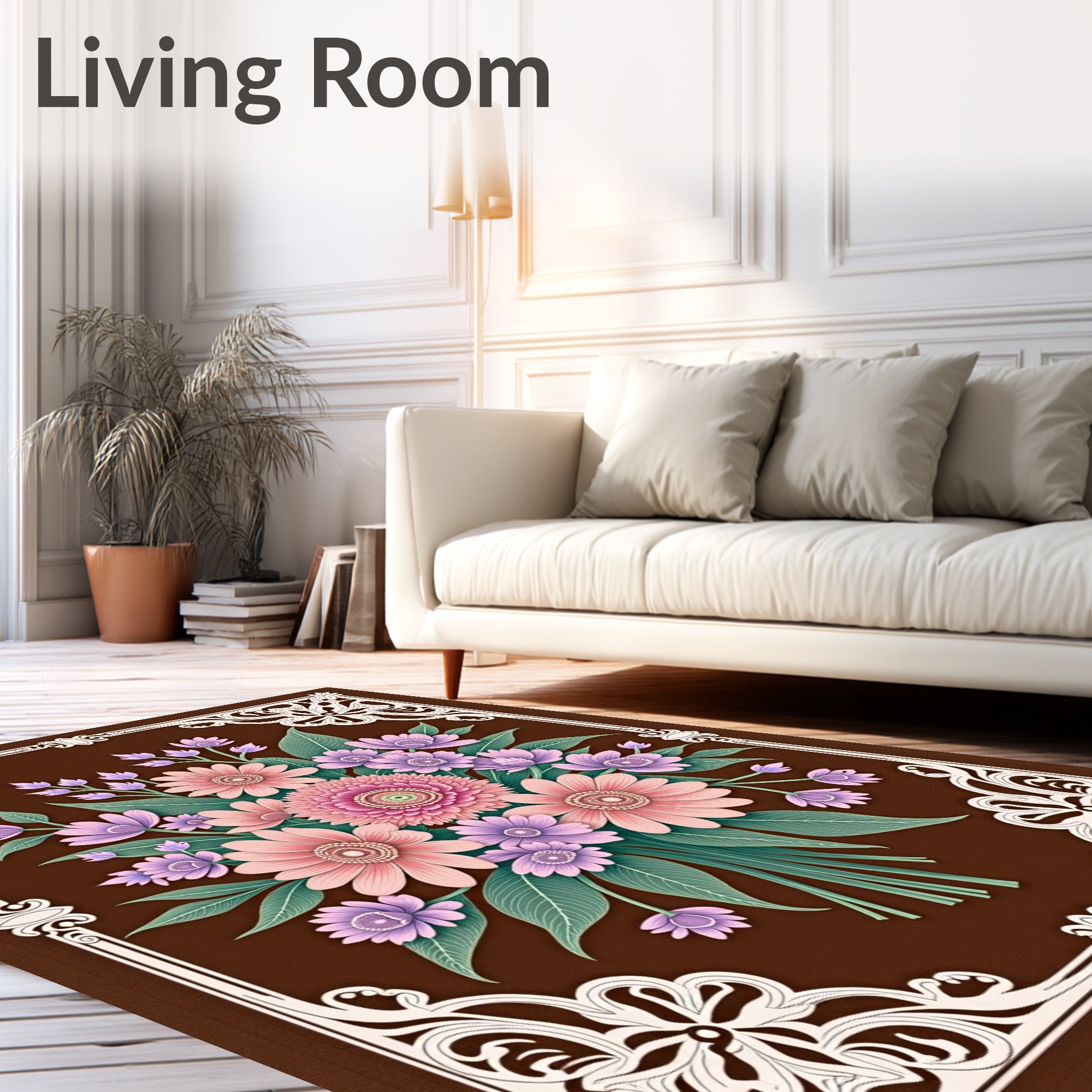 Ornate Floral Bouquet Patterned Rug