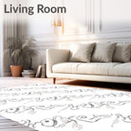 Minimalist White Gray Swirl Flower Pattern Rug