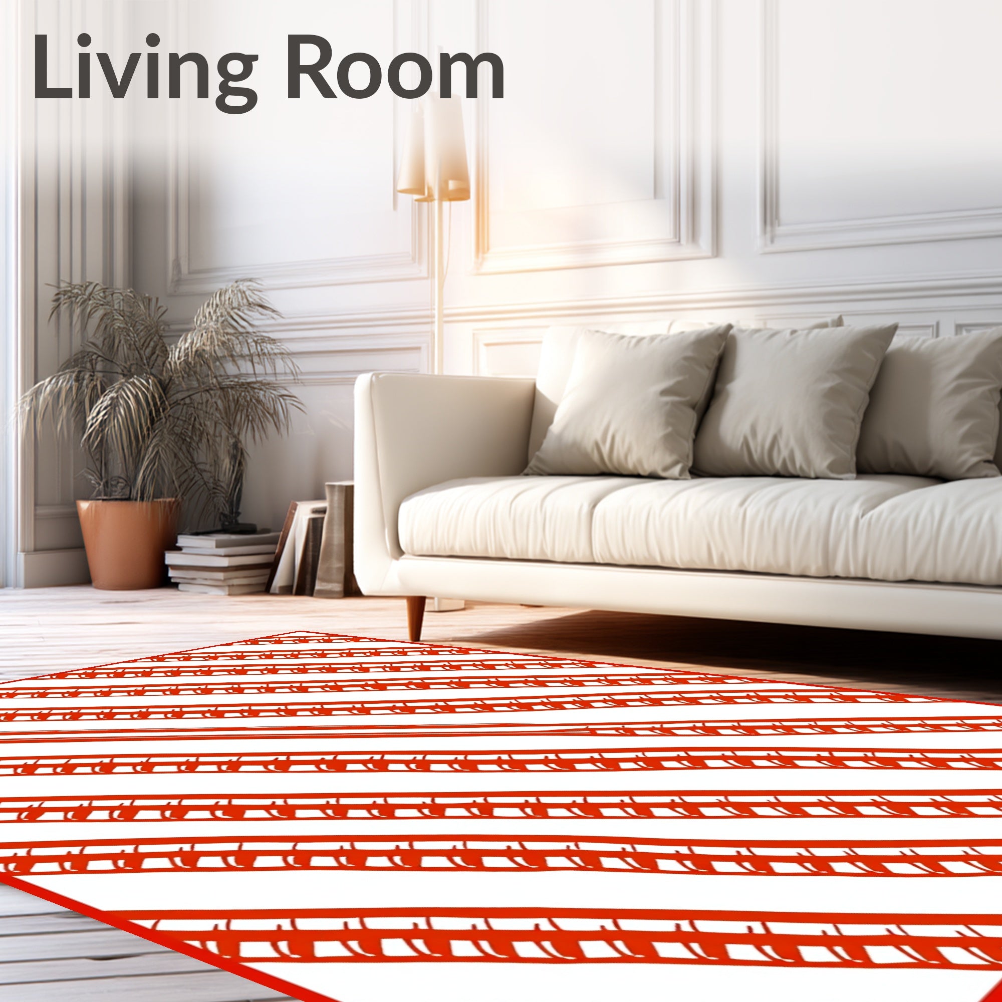 Hand Drawn Red Diagonal Stripes Rug