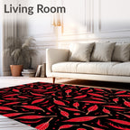 Crimson Leaf Pattern Chic Art Rug