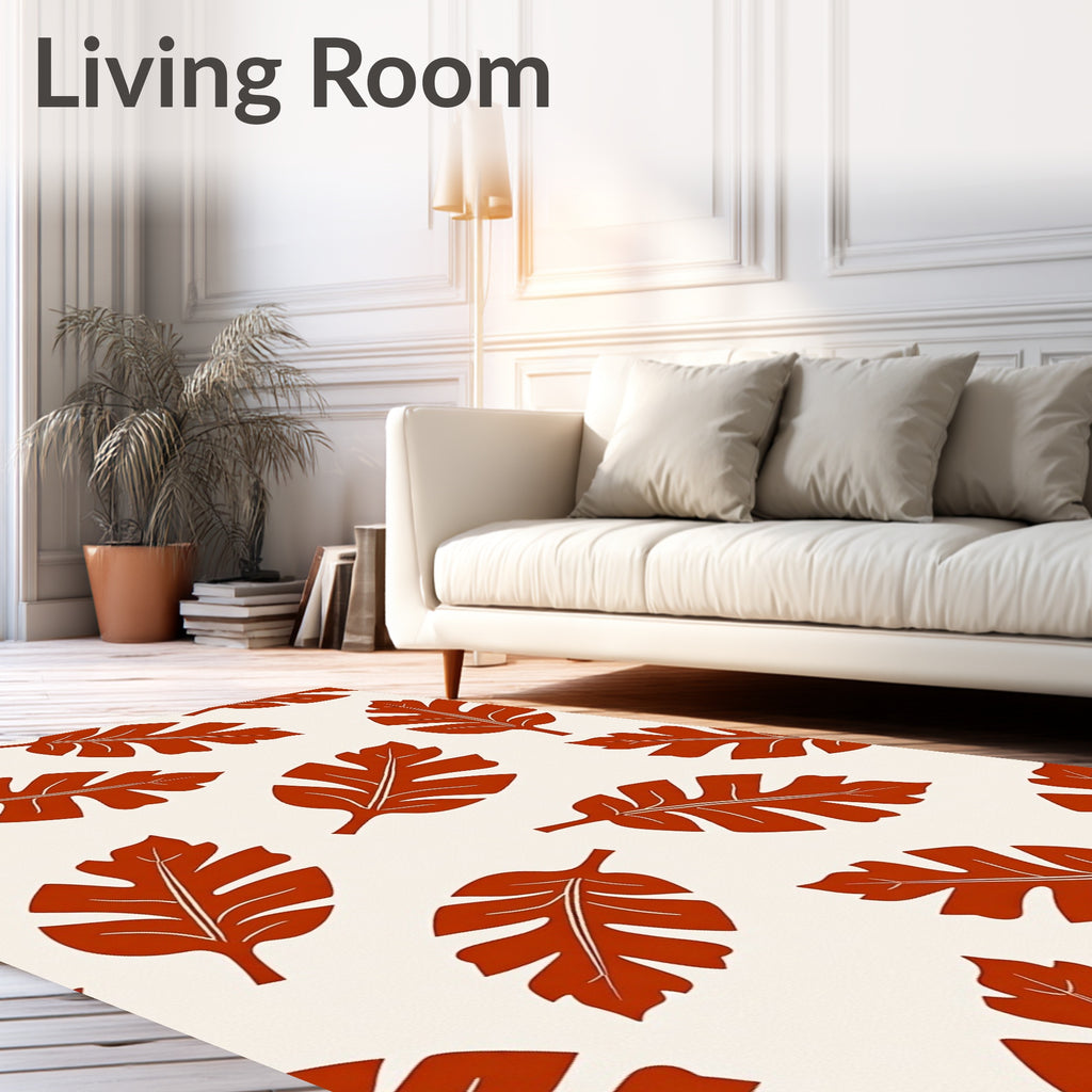 Bold Leaf Pattern Scarlet Design Rug