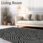 Maze Pattern Abstract Geometric Design Rug