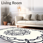 Ornate Floral Scrollwork Frame Design Rug