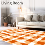 Modern Orange Geometric Check Pattern Rug