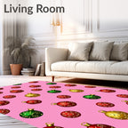 Festive Red Gold Green Ornament Pattern Rug