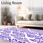 Purple Leafy Branch Pattern Rug