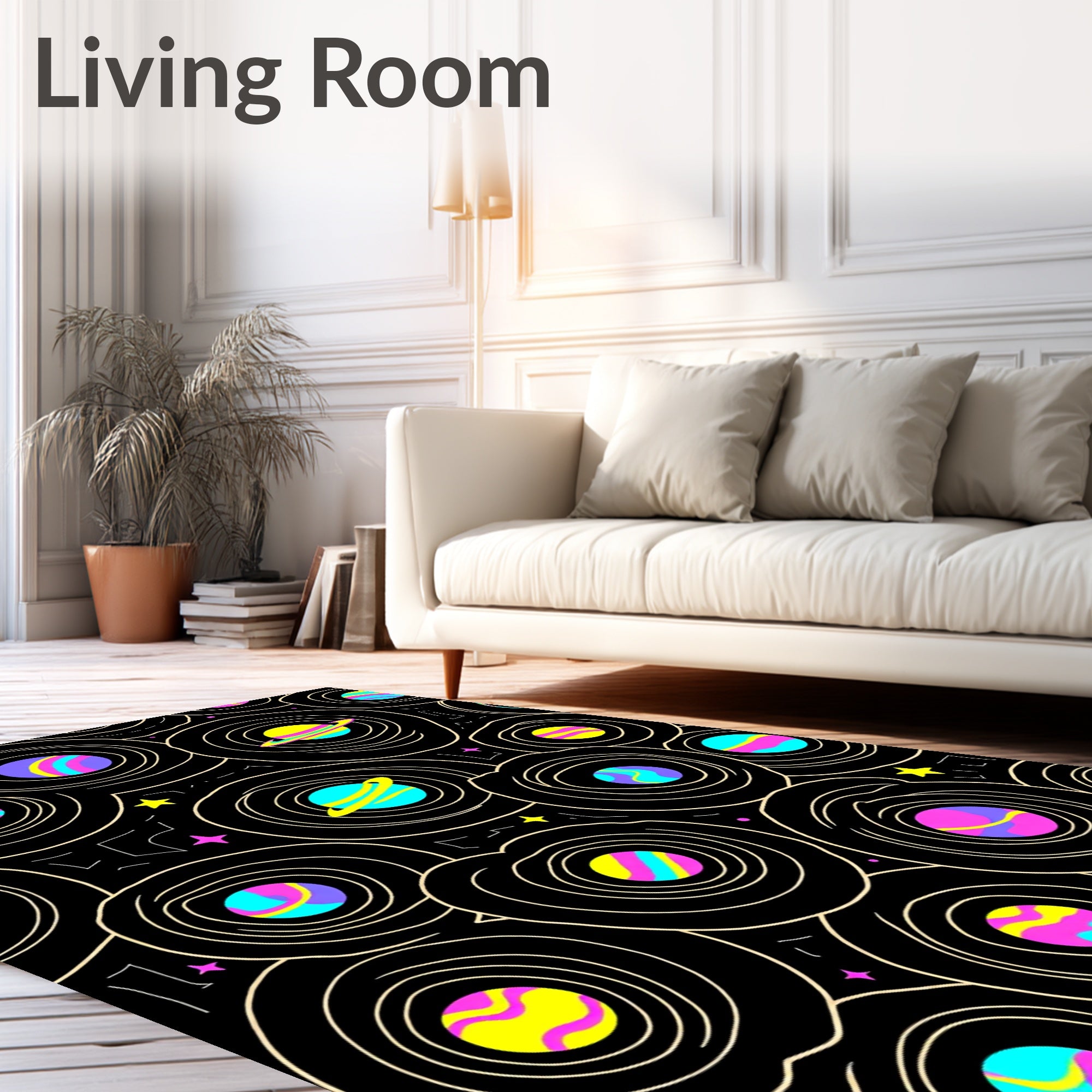 Abstract Cosmic Planets Swirl Rug
