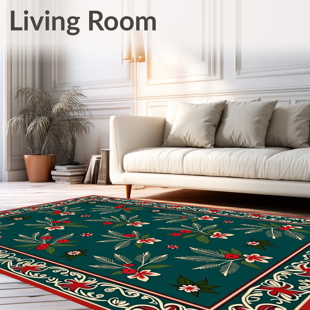 Floral Leafy Vintage Tropical Pattern Rug