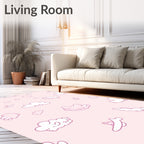Pink Whimsical Cloud And Plane Pattern Rug