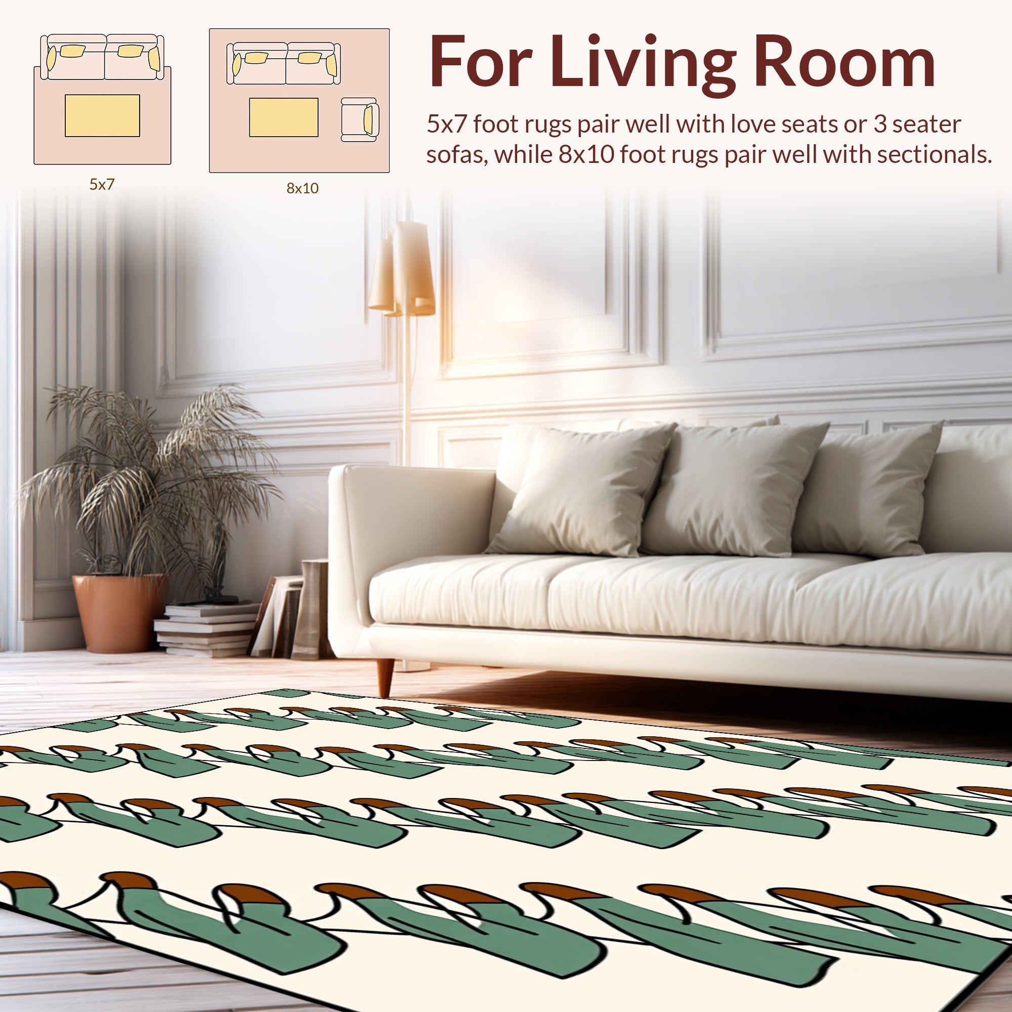 Green Hand Repeating Pattern Rug