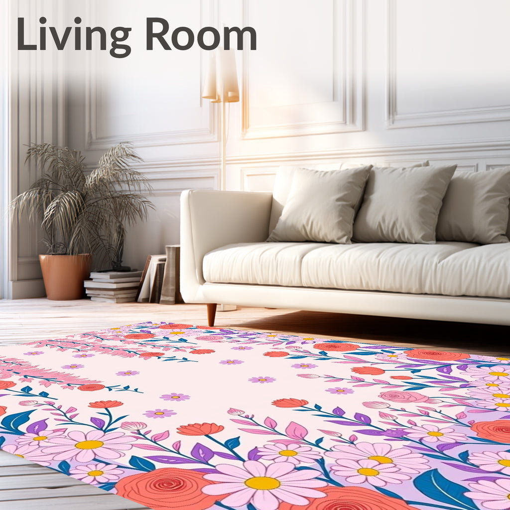 Floral Swirl Garden Pattern Rug