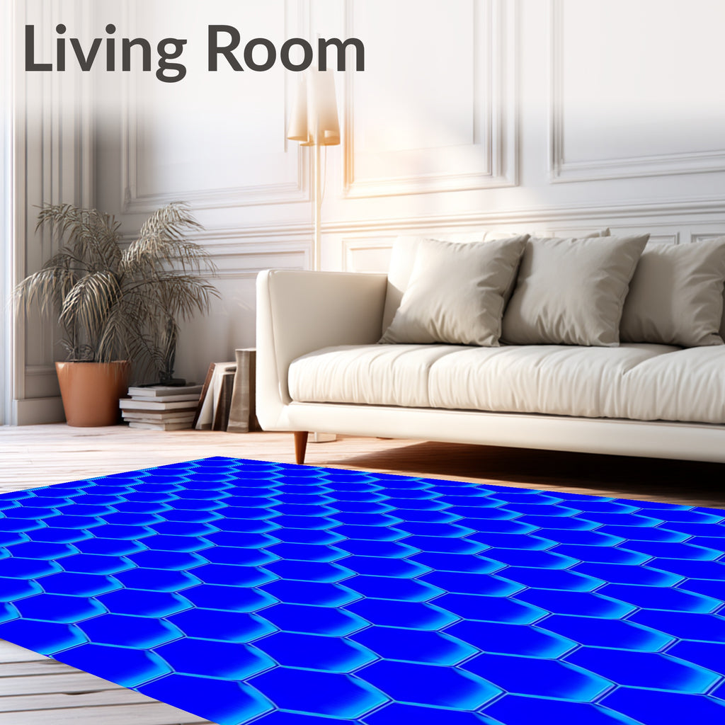 Hexagon Pattern Royal Blue Design Rug