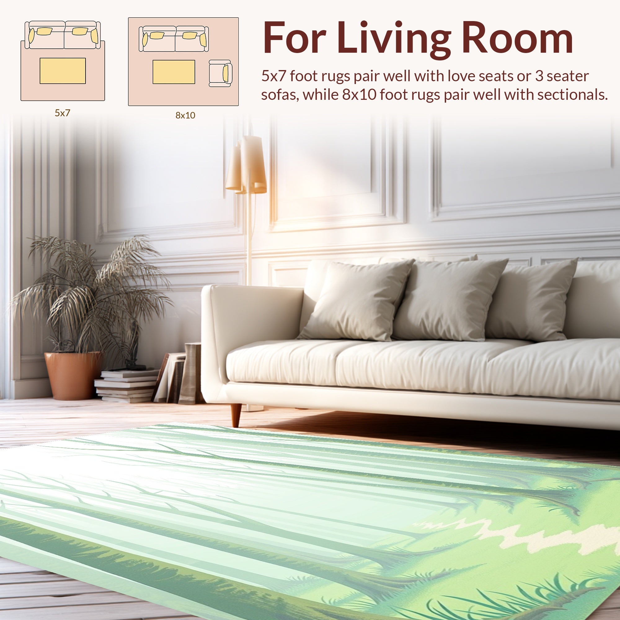 Misty Forest Path Nature Design Rug