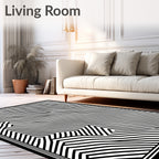 Abstract Black White Striped Pattern Rug