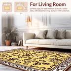Elegant Yellow Floral Scroll Pattern Rug