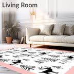 Woodland Elk Pine Tree Pattern Rug