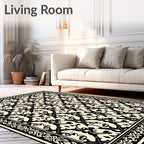 Classic Black Cream Filigree Pattern Rug