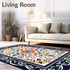 Vibrant Floral Mandala Patterned Rug