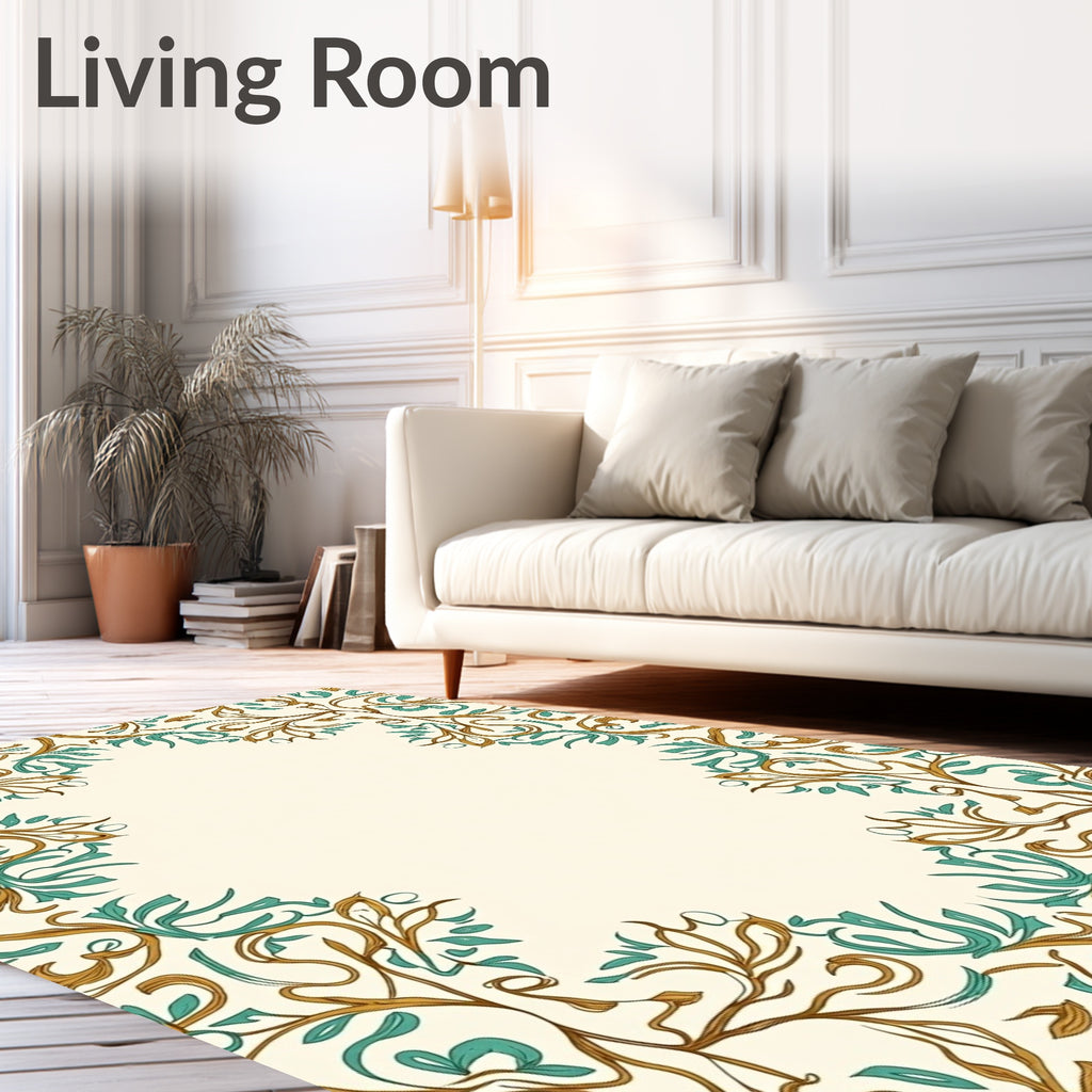 Elegant Floral Swirl Pattern Rug