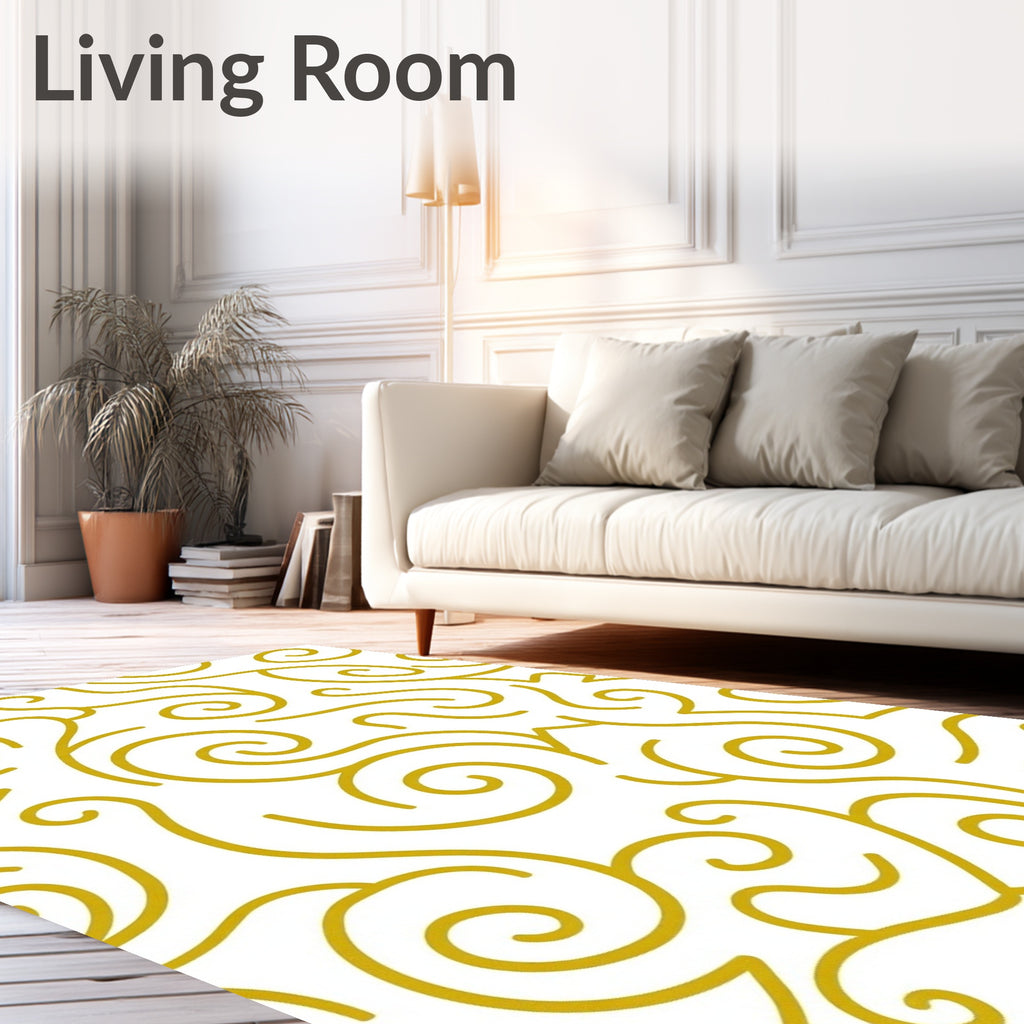 Golden Swirl Abstract Pattern Rug