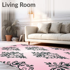 Elaborate Floral Scroll Pattern Rug