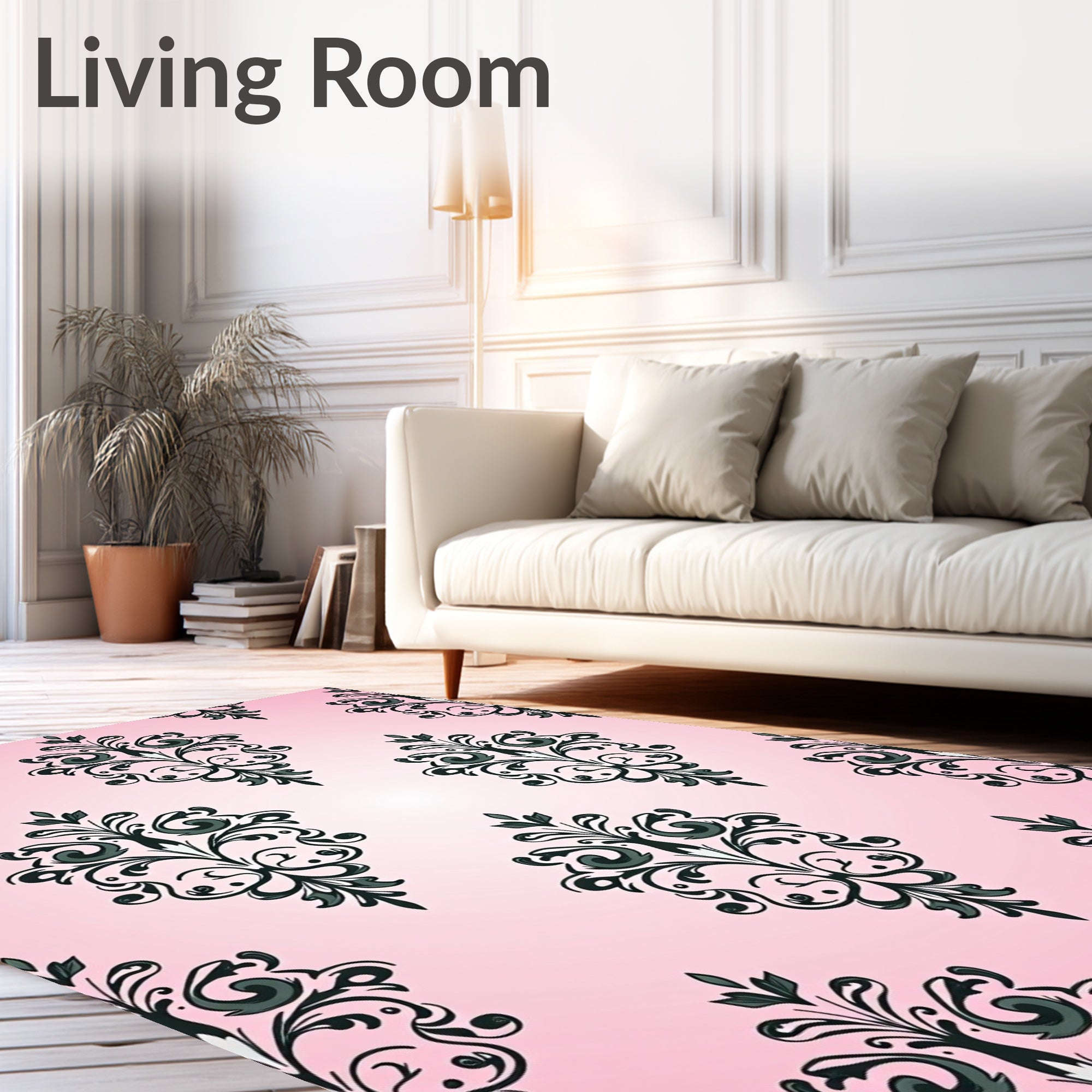 Elaborate Floral Scroll Pattern Rug