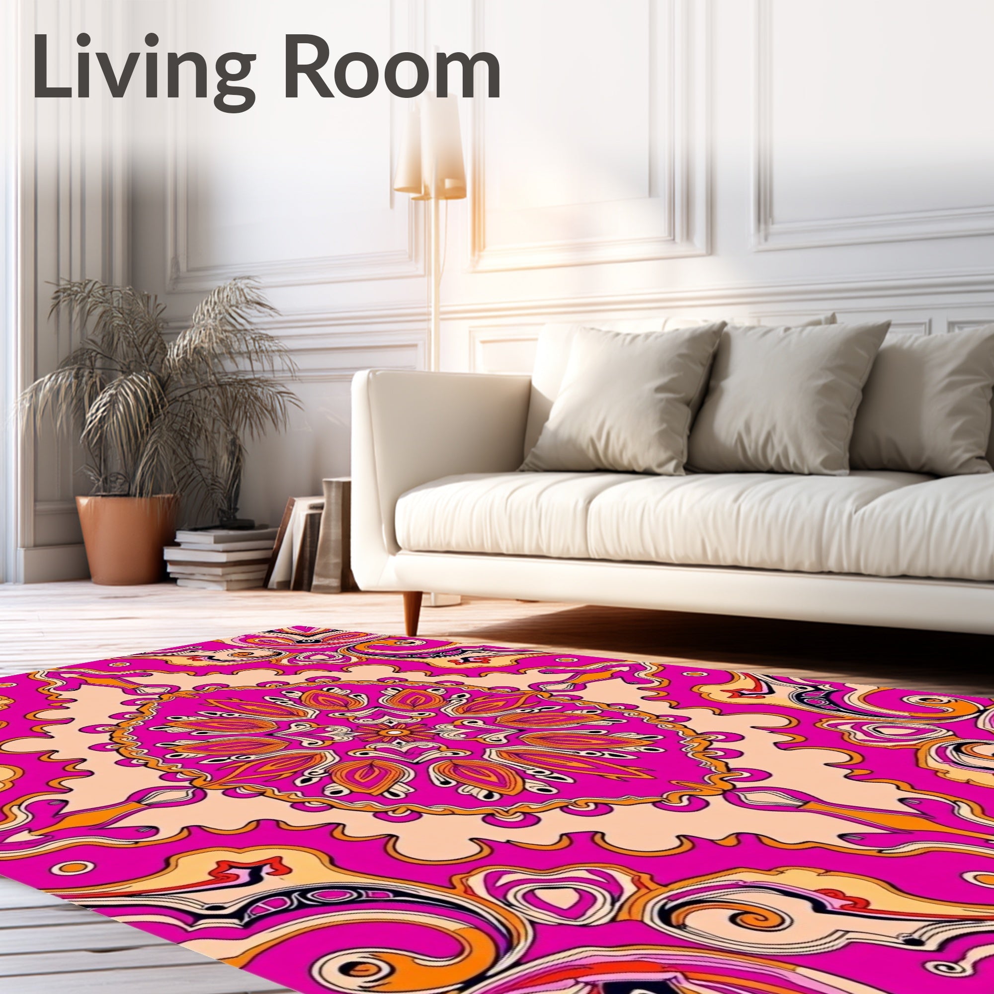 Psychedelic Mandala Swirl Print Rug