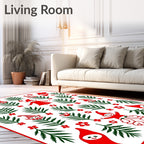 Red Green Elves Folklore Ferns Rug