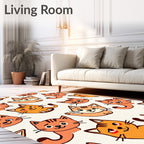 Playful Orange Cat Pattern Rug