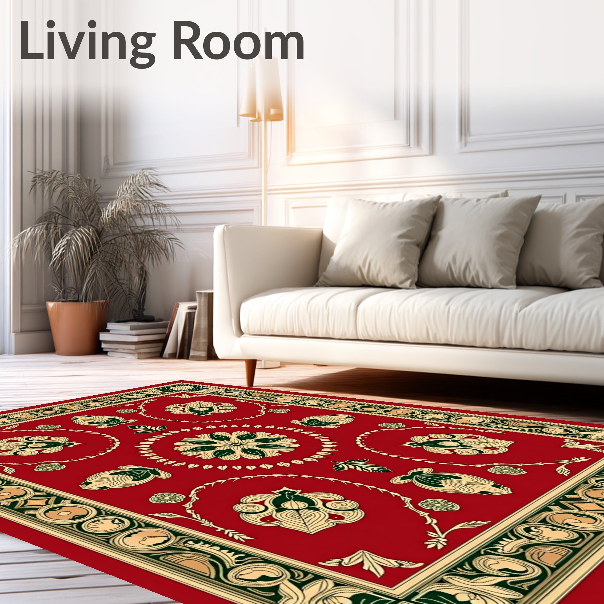 Ornate Floral Scrollwork Design Rug
