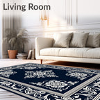 Classic Floral Scroll Border Design Rug