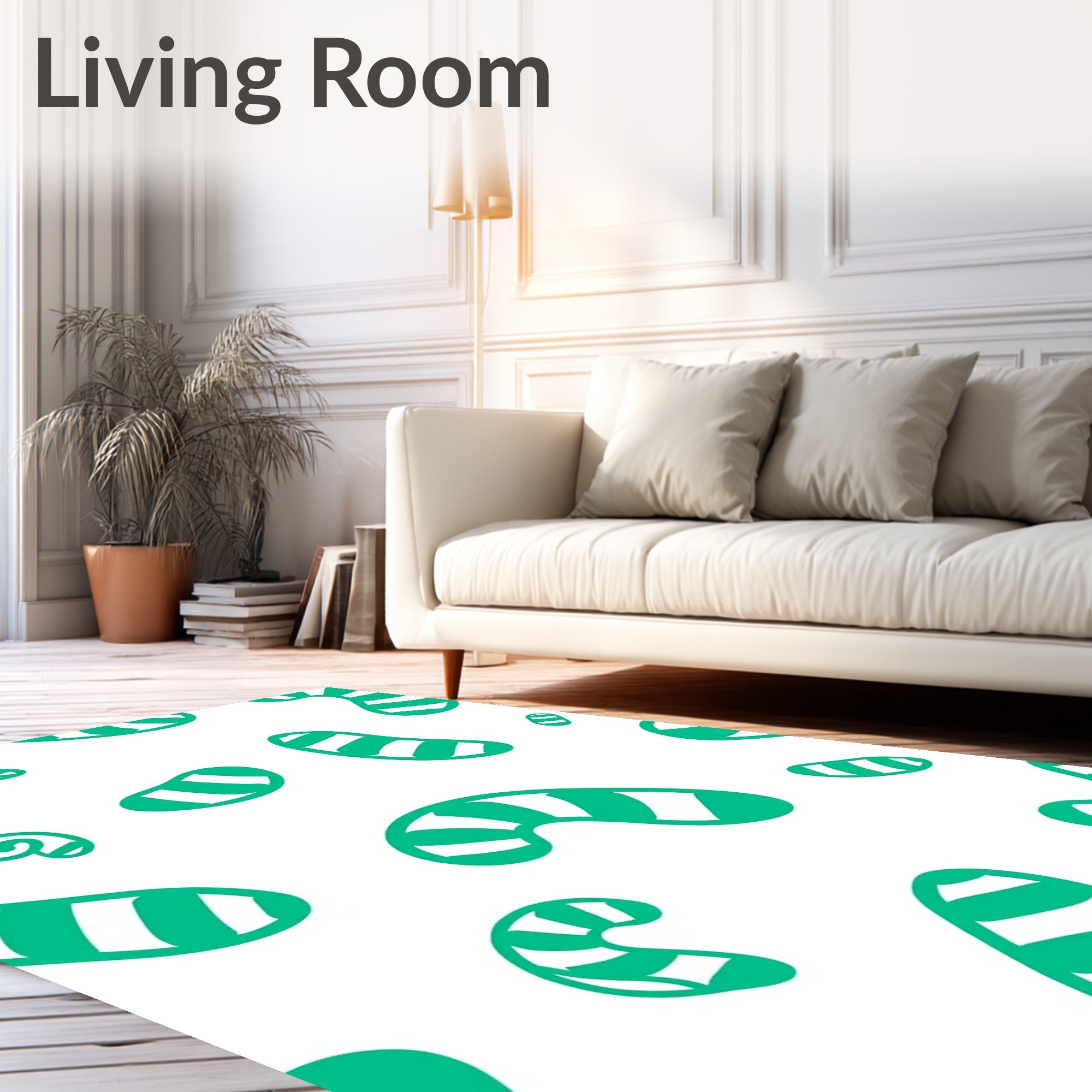 Playful Green Swirls and Stripes Rug