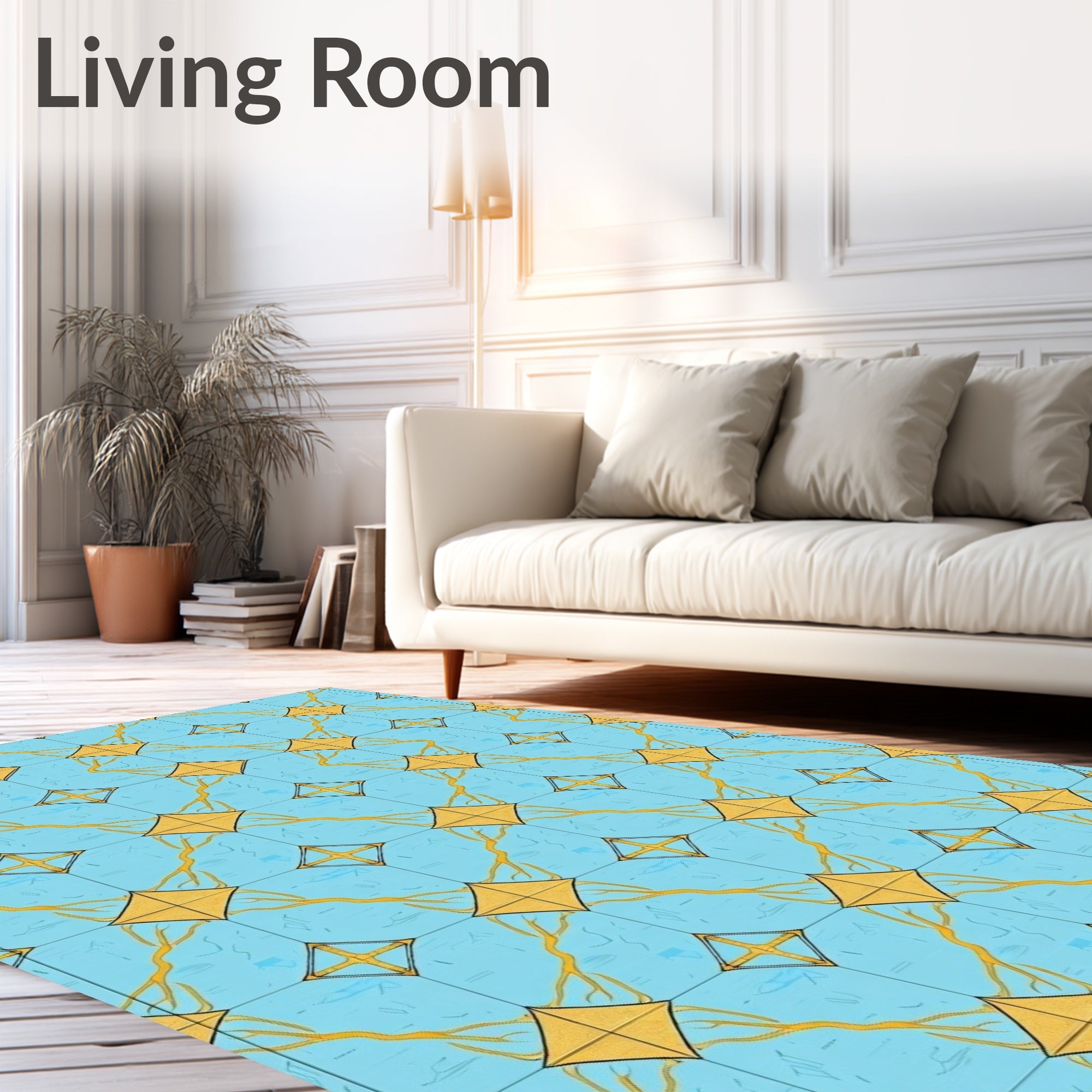 Golden Diamond Geometric Pattern Rug