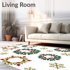 Festive Wreath and Snowflake Pattern Rug