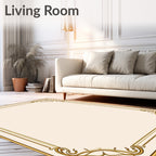 Elegant Gold Scrollwork Border Design Rug
