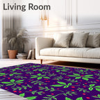 Vibrant Green Foliage With Red Berries Rug