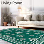 Winter Snowflake Patterned Emerald Rug