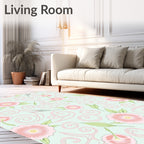 Pink Flower Swirl Pattern Design Rug