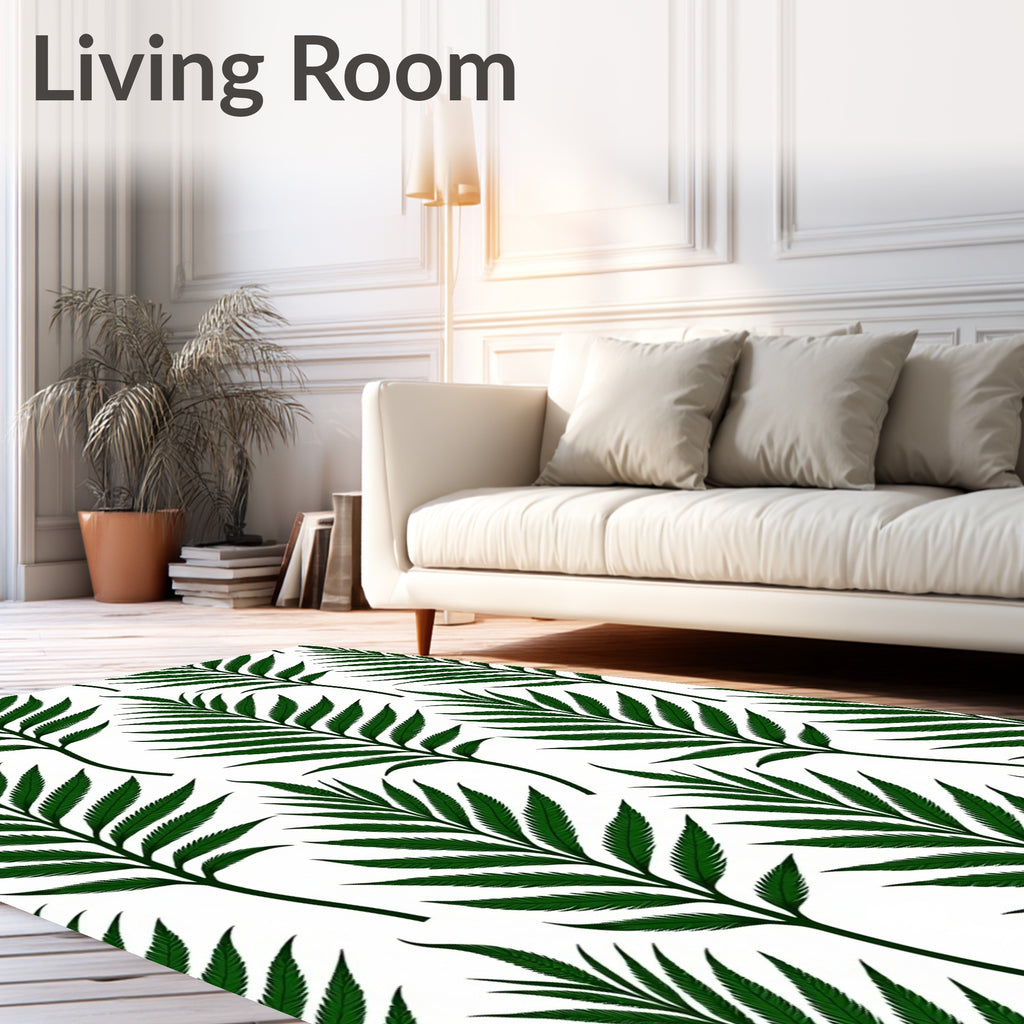 Tropical Fern Leaf Pattern Rug