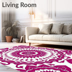 Mandala Inspired Fuchsia Floral Design Rug