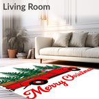 Retro Red Truck Evergreen Forest Sleigh Rug